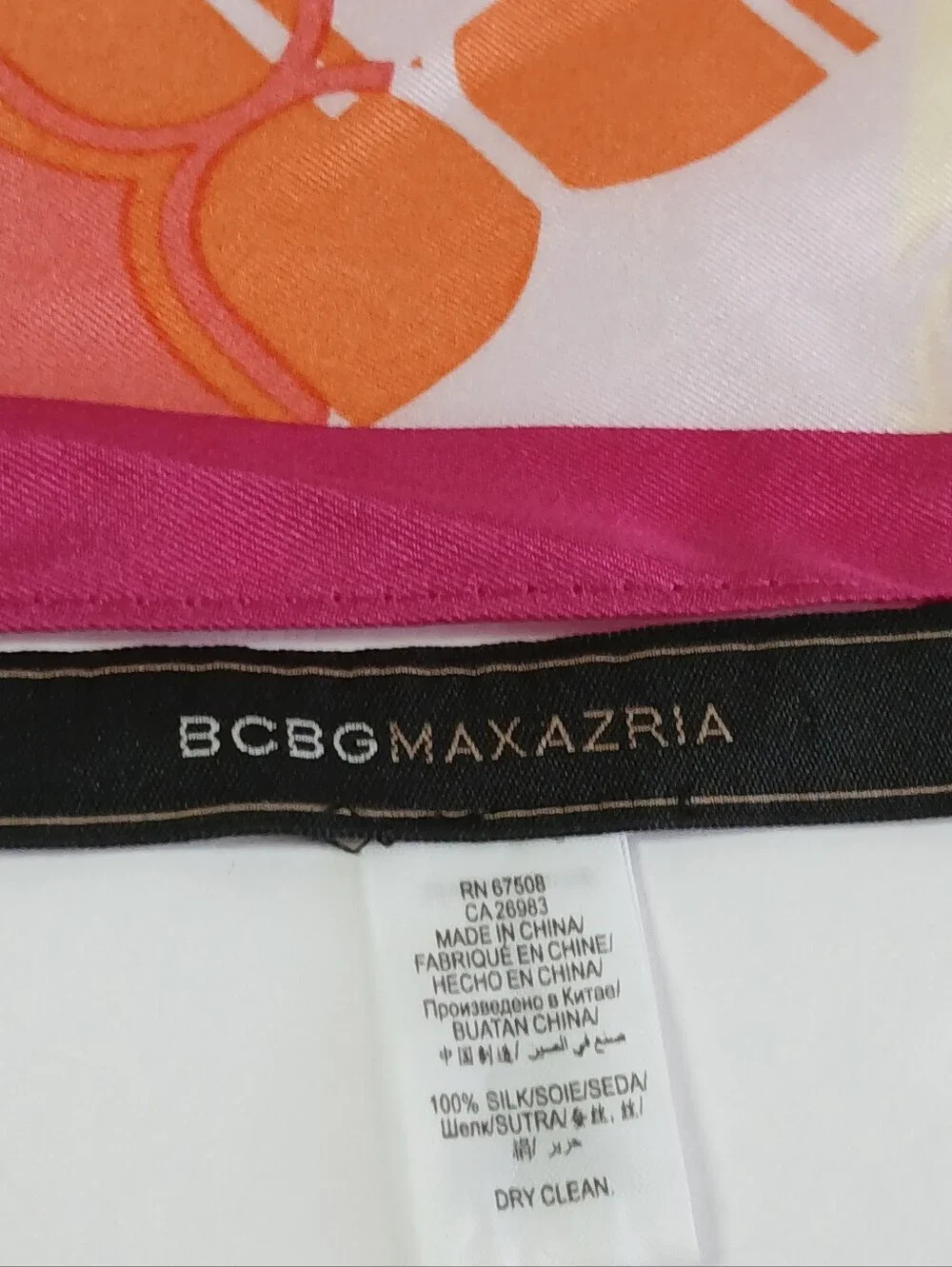 BCBGMAXAZRIA Floral Silk Scarf - Pink & Orange Print